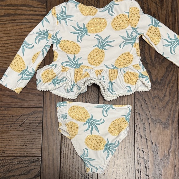 Tommy Bahama Pineapple Print Baby Swim Set with Blue Bow - Picture 5 of 8